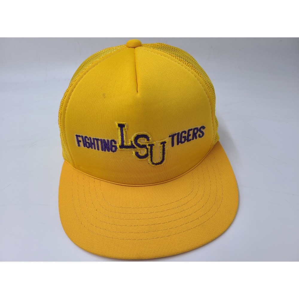 Vintage LSU Fighting Tigers Mesh Trucker‎ Snapback (Fits Small) Hat Cap 80s NCAA